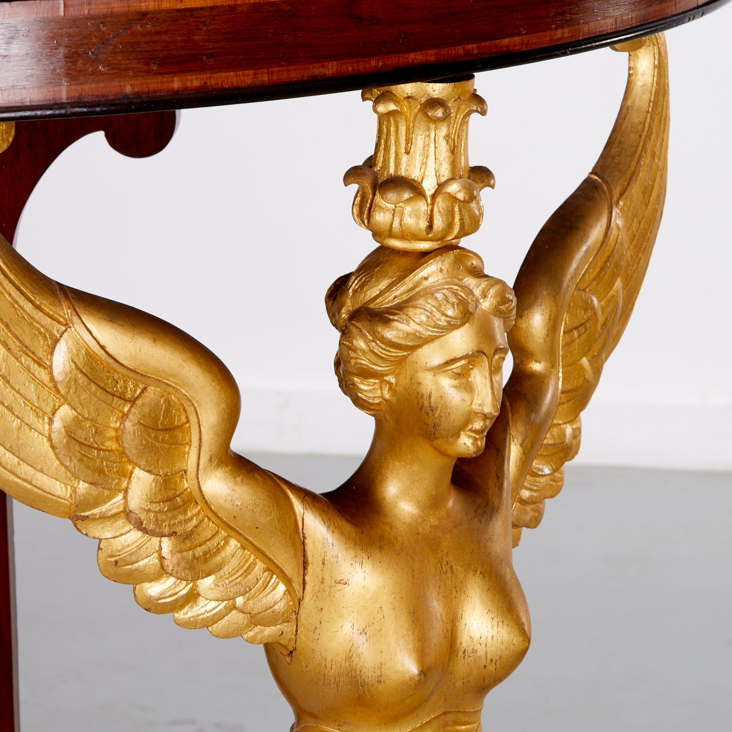 French Empire Parcel Gilt Mahogany Corner Console