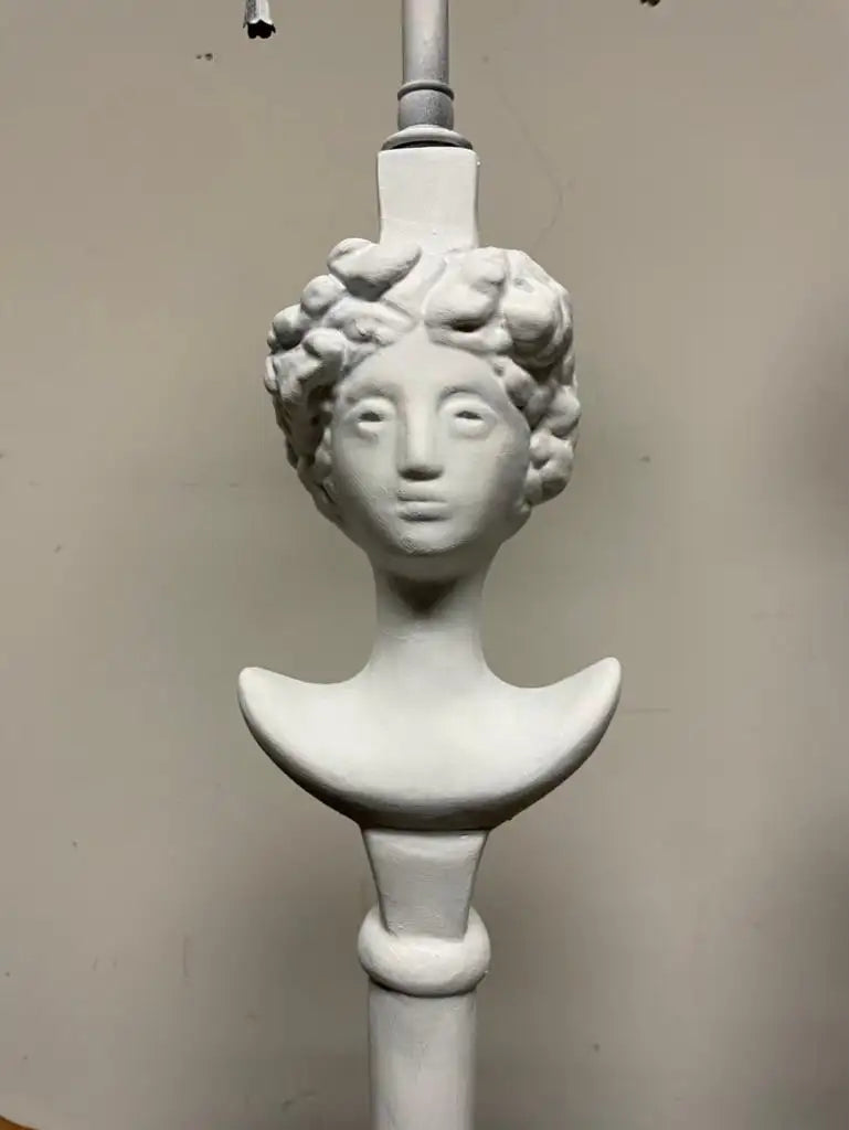 Pair Painted Plaster Table Lamps After Alberto Giacometti, "Tete de Femme"