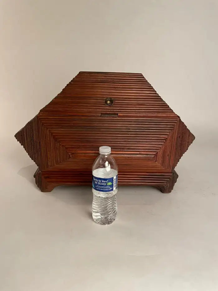 Tramp Art Box of Large Scale and Unusual Form