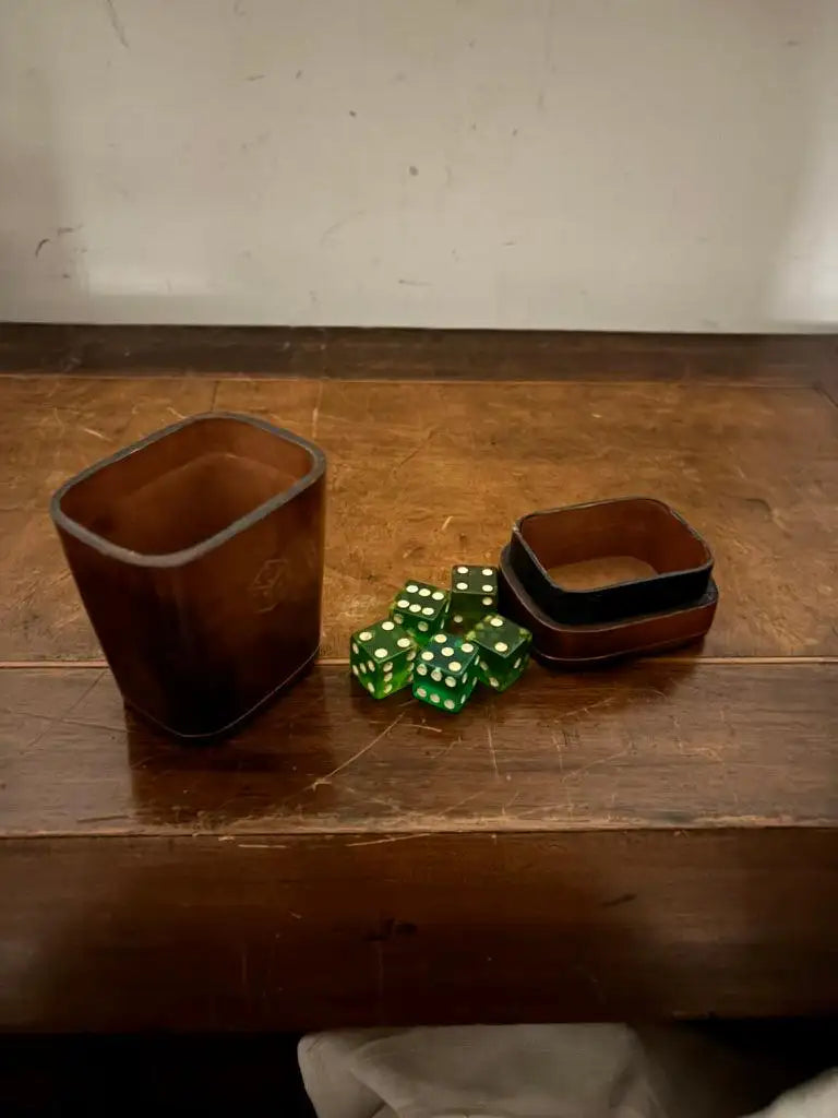 Vintage Italian Leather Gambling Dice Cup