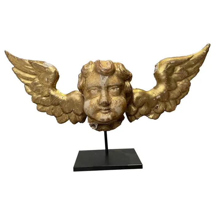 18th Century Italian Gilt Wood Winged Angel Putto