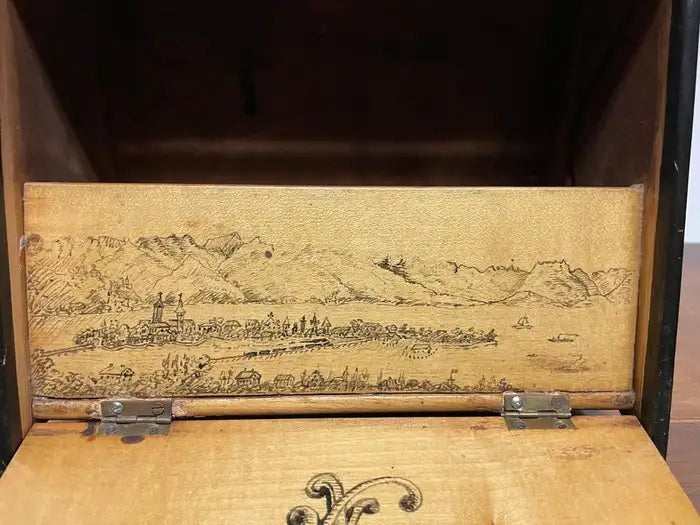 19th Century English Victorian Hand Painted Letter Box, Dated 1890