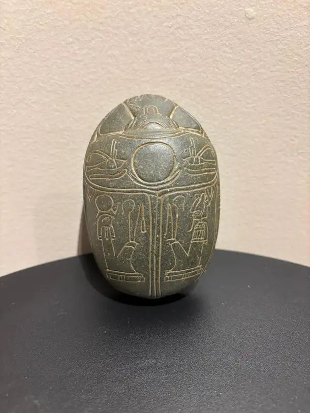 Grand Tour Egyptian Scarab of Carved Steatite with Hieroglyphics