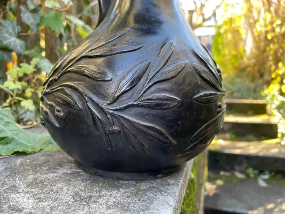 19th Century Italian Grand Tour Bronze Wine Vessel Askos with Panther Handle