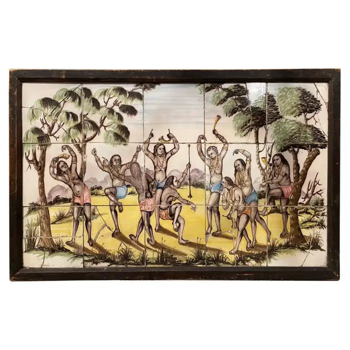 18th/19th Century Portuguese Tile Painting of Native Americans