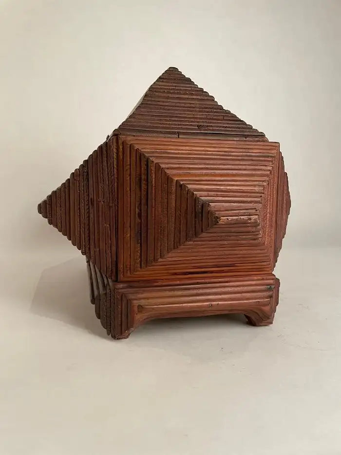 Tramp Art Box of Large Scale and Unusual Form