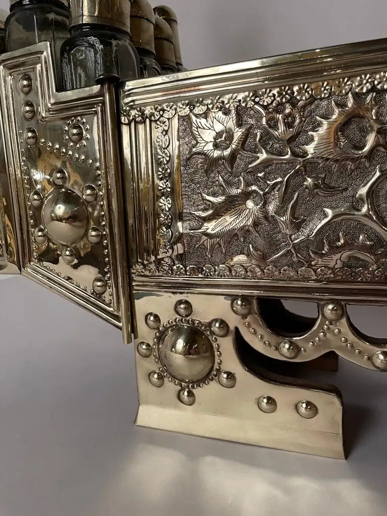 19th Century Turkish Brass Repousse Valet Shoe Shine Decorative Stand