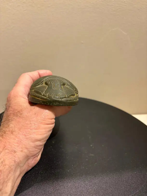 Grand Tour Egyptian Scarab of Carved Steatite with Hieroglyphics