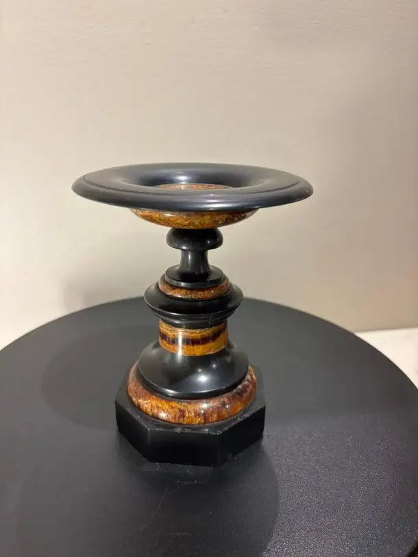 English Regency Period Blue John Tazza with Black Marble