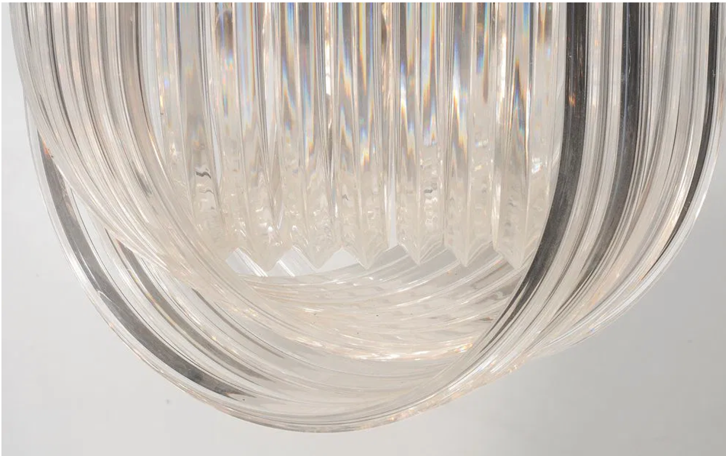 Large Lucite with Nickel and Brass 'Ribbon' Chandelier
