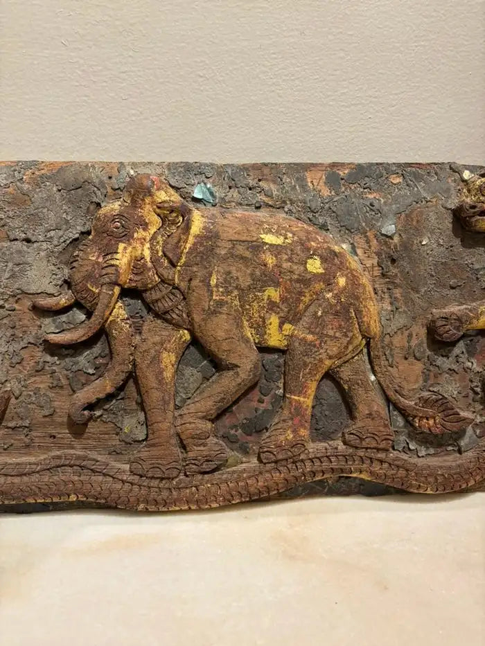 19th Century Anglo Indian Carving of an Elephant, a Tiger, a Serpent and a Rat