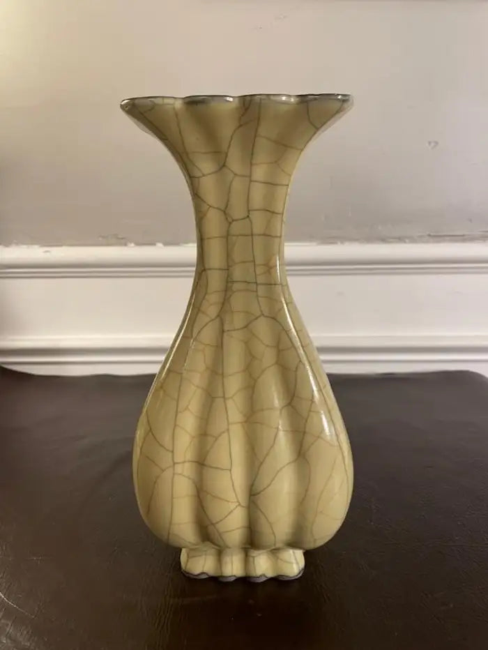 Chinese Crackle Glaze Fluted Vase