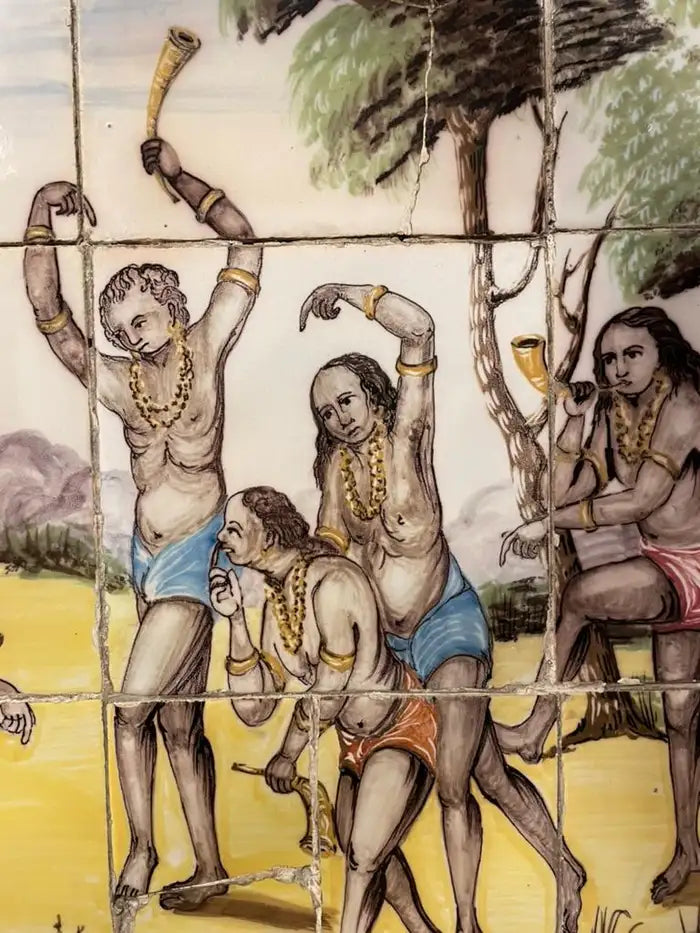 18th/19th Century Portuguese Tile Painting of Native Americans