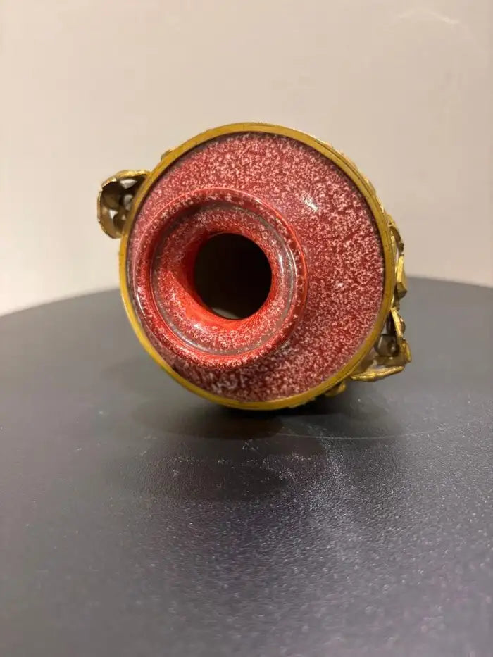 French Louis XVI Style Porcelain Vase Faux Porphyry Glaze Gilt Bronze Mounts