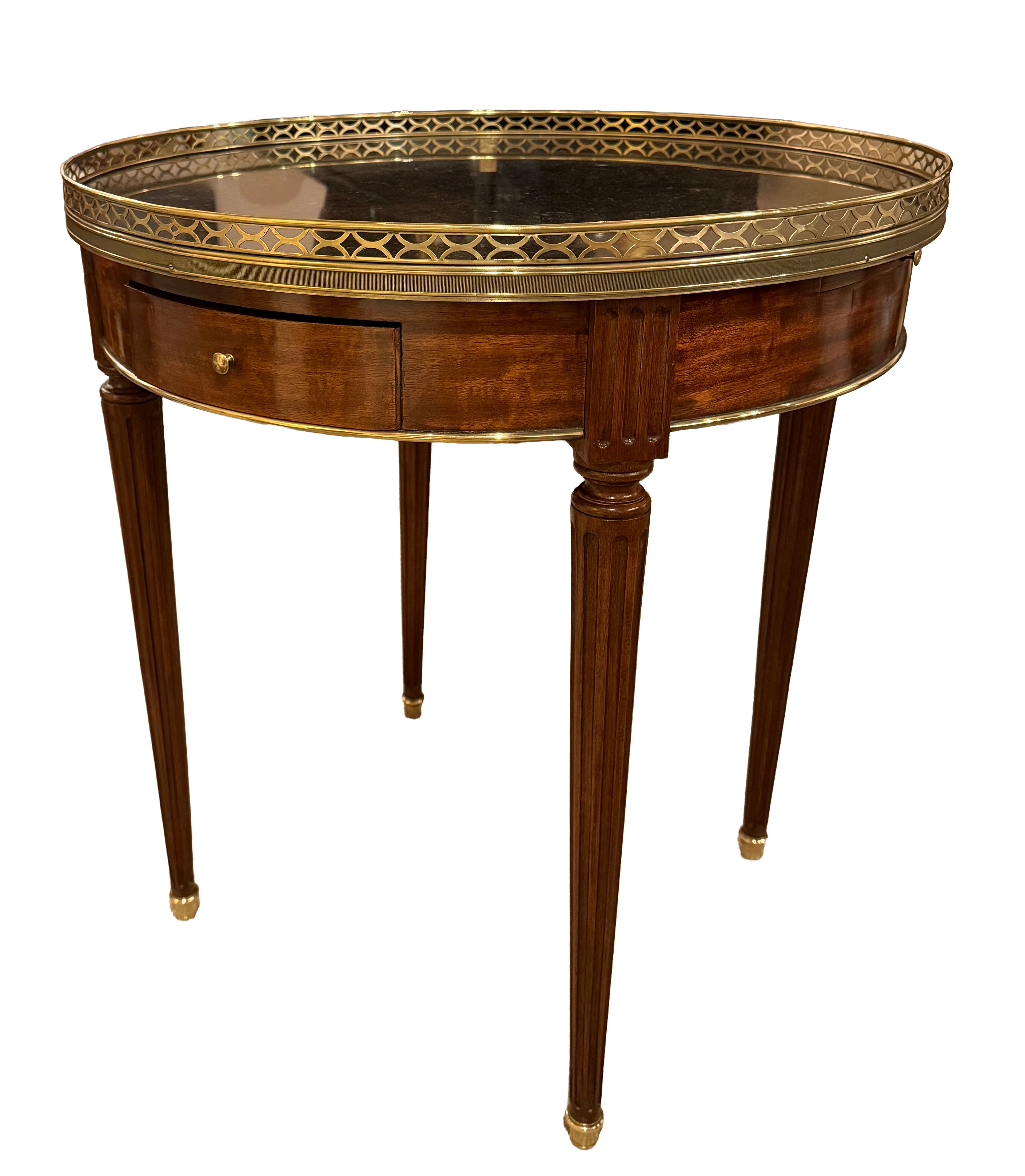 Louis XVI Style Marble Top Mahogany Bouillotte Table
