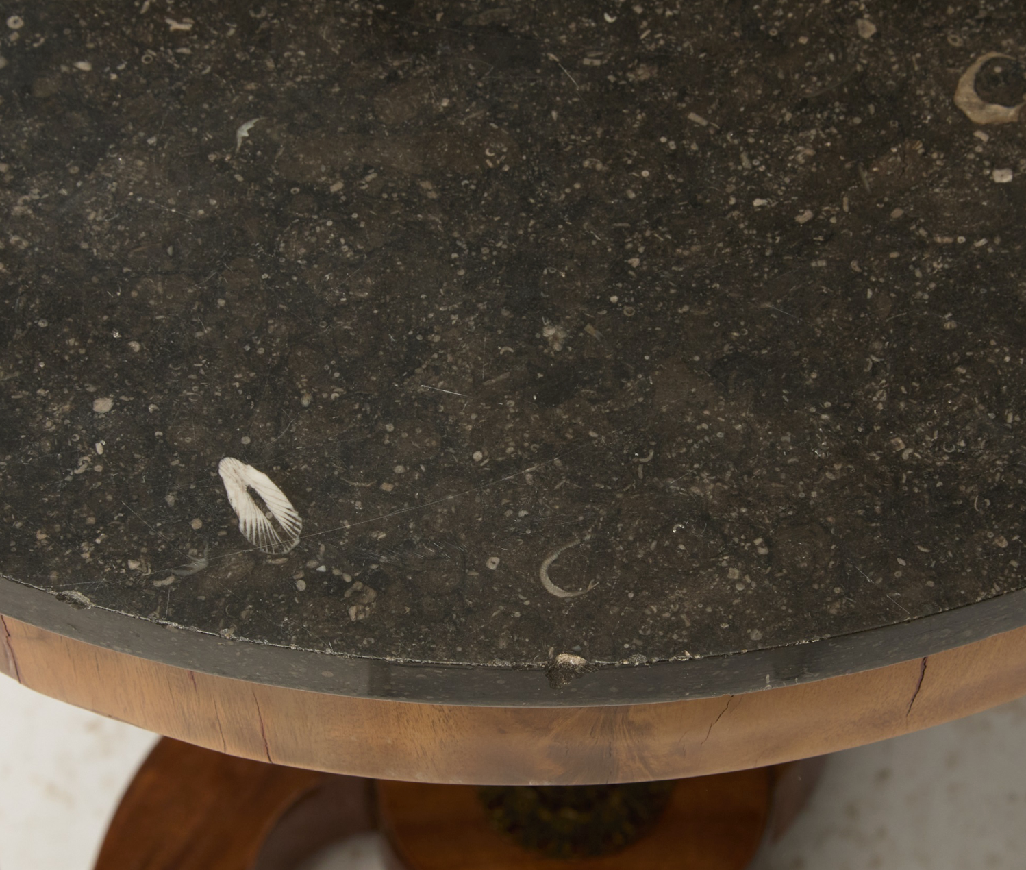 Empire Marble Top Mahogany Table with Gilt Bronze Mounts