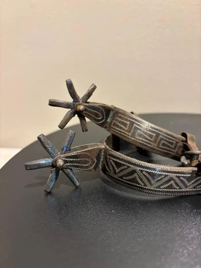 Spanish Colonial Etched Steel Spurs, Circa 1800