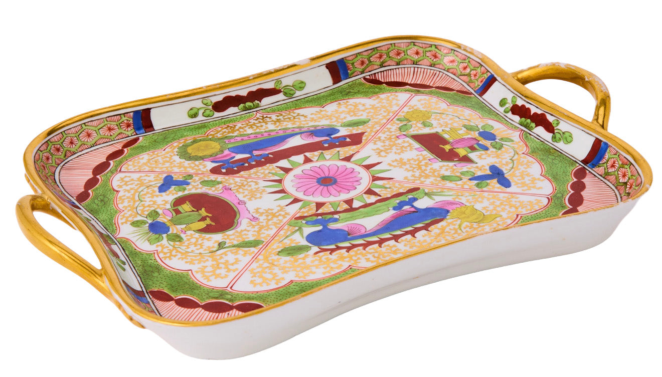 A large Dragons in Compartments Flight + Barr Porcelain Tray