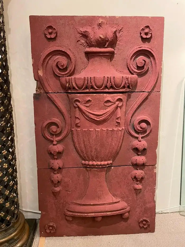 Monumental 19th Century Neoclassical Terracotta Urn Architectural Relief