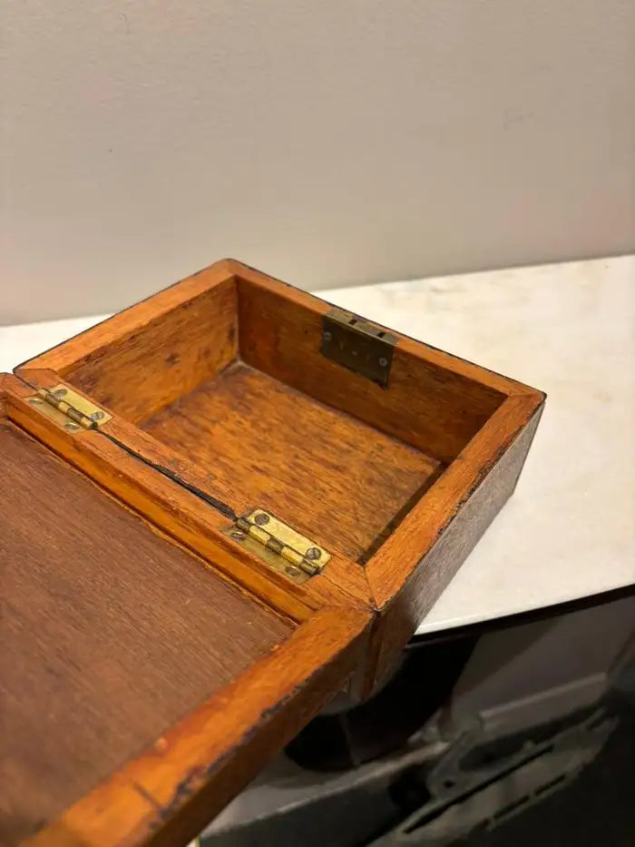 19th Century Walnut Box With Bone and Mother-of-Pearl Inlay