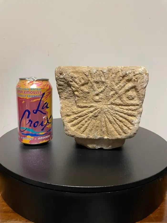 Cypriot Byzantine Limestone Mortar with Craved Abstract Decoration