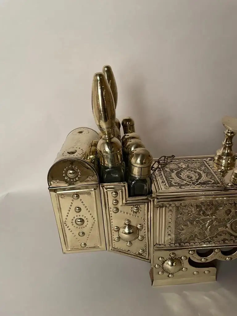 19th Century Turkish Brass Repousse Valet Shoe Shine Decorative Stand