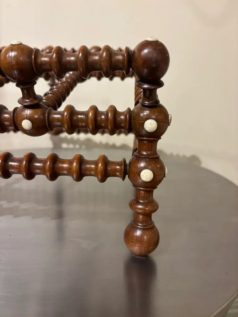 19th Century English Regency Turned Elmwood Book Stand with Bone Decoration