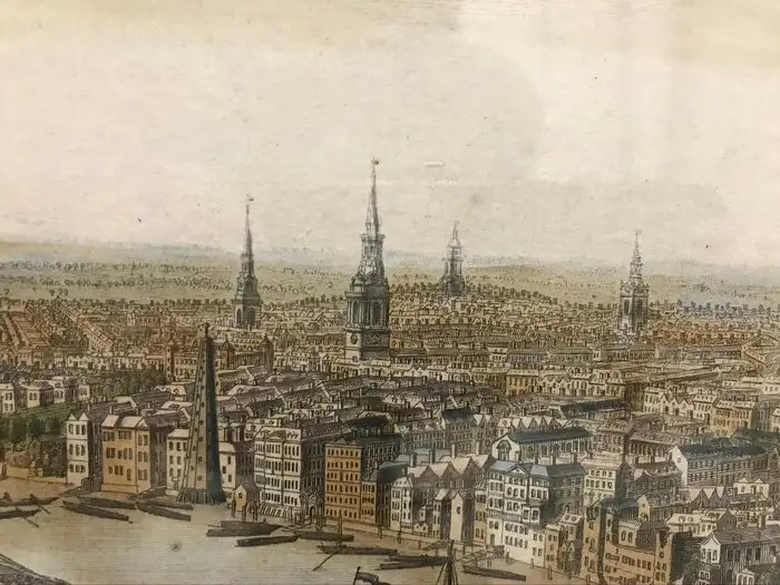 18th Century Color Engraving of Westminster, Somerset House in Original Frame