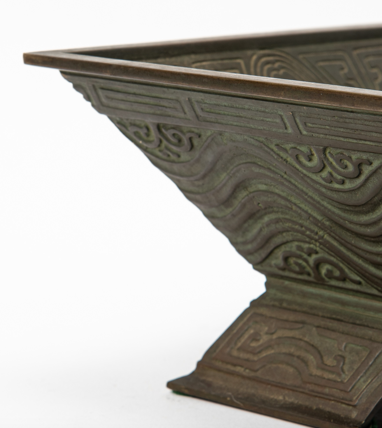 Chinese Cast Bronze Square Censer, Qing Dynasty