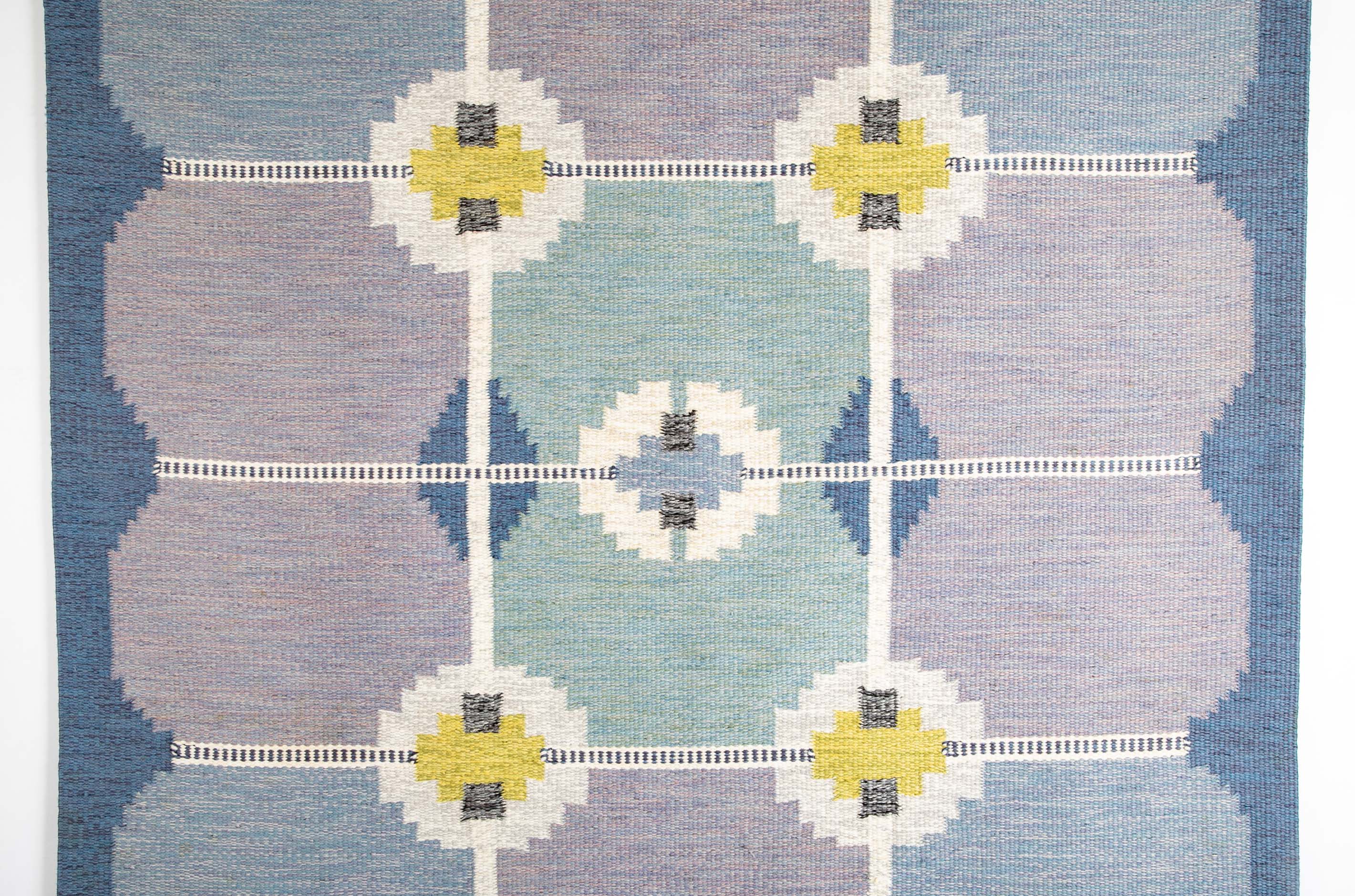 Ingegerd Silow Handwoven Wool Carpet in Rölakan Flatweave Technique