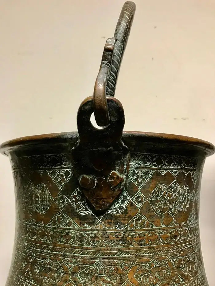 Ottoman Copper Bucket With Incised Decoration