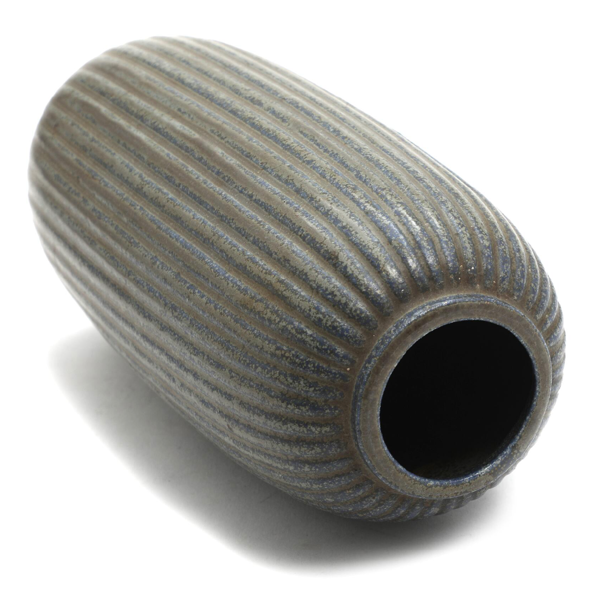 Arne Bang Stoneware Vase with Vertical Grooved Relief