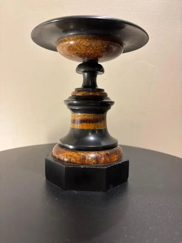 English Regency Period Blue John Tazza with Black Marble