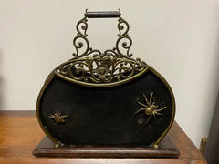 19th Century English Mahogany Brass And Steel Magazine Rack