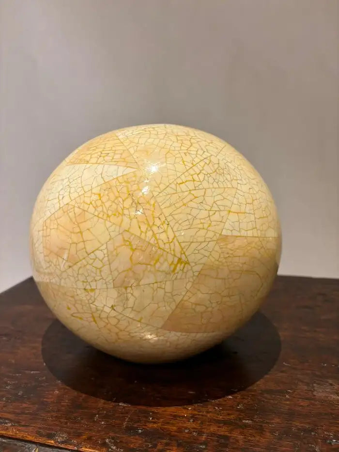 Set of Three Lacquered Tessellated Egg Shell Spheres, Mid 20th Century