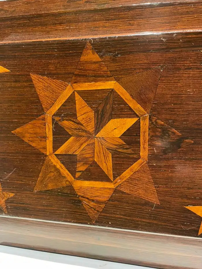 19th Century American Rosewood Box with Fruit Wood Star Inlay