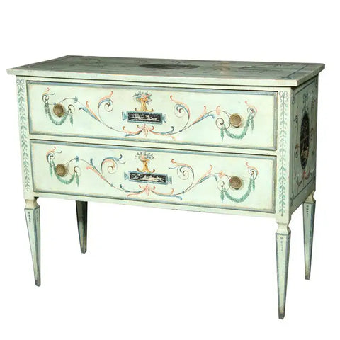 An Italian Neoclassical Style Painted Two Drawer Commode