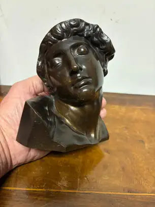 French Grand Tour Bronze Bust of Michelangelo's Dying Slave