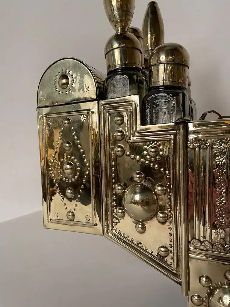 19th Century Turkish Brass Repousse Valet Shoe Shine Decorative Stand