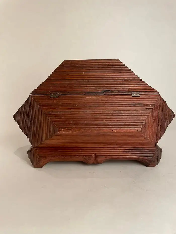Tramp Art Box of Large Scale and Unusual Form
