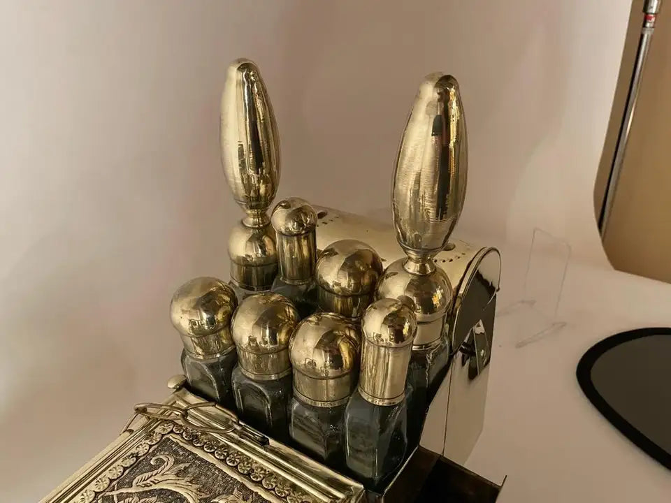 19th Century Turkish Brass Repousse Valet Shoe Shine Decorative Stand