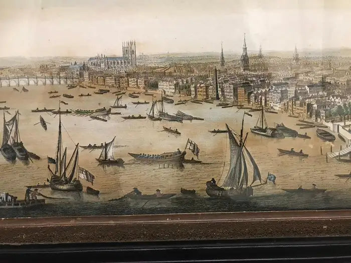 18th Century Color Engraving of Westminster, Somerset House in Original Frame