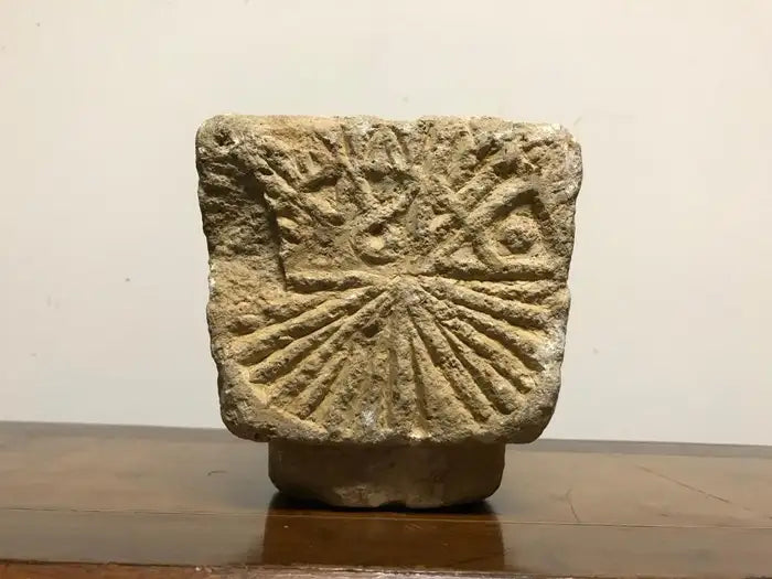 Cypriot Byzantine Limestone Mortar with Craved Abstract Decoration