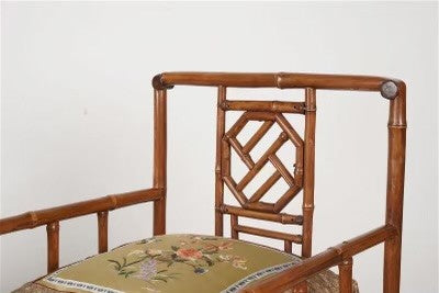 Pair of Chinese Early 20th Century Bamboo Armchairs
