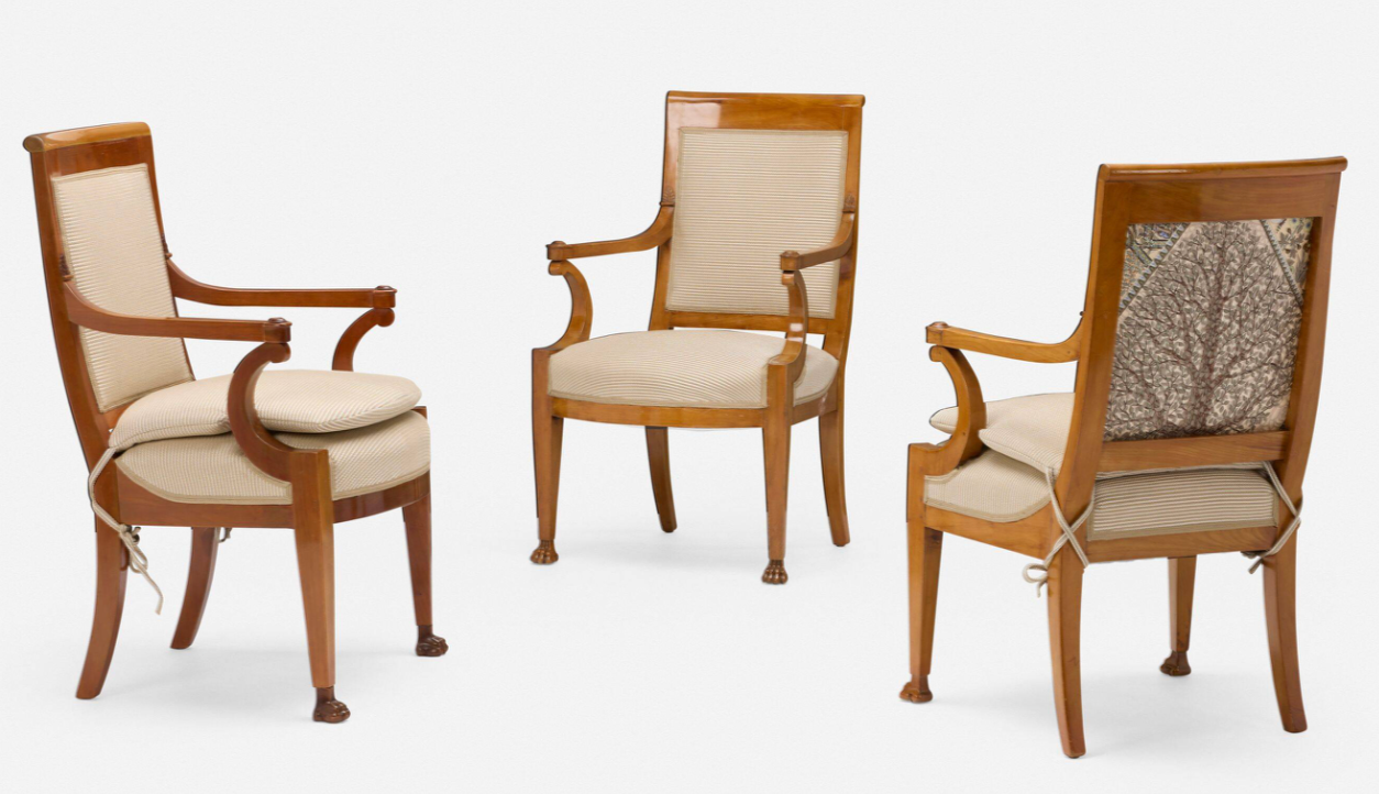 A Set of Twelve Sycamore Directoire Fauteuils