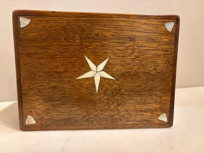 19th Century Walnut Box With Bone and Mother-of-Pearl Inlay