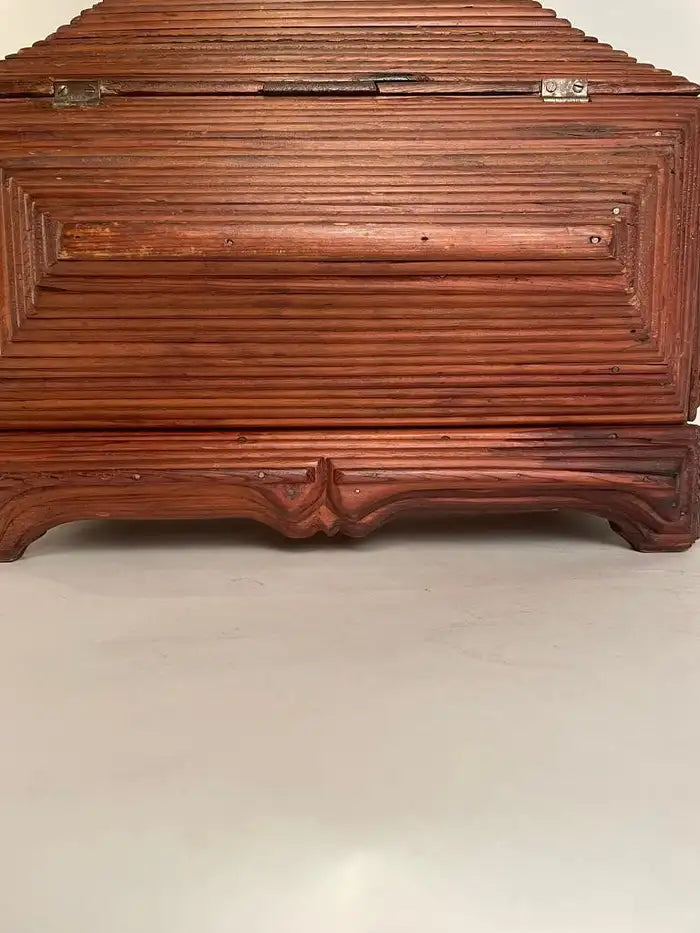 Tramp Art Box of Large Scale and Unusual Form