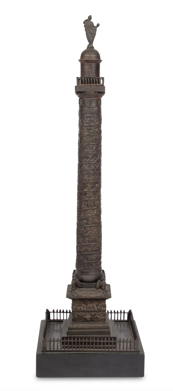 Grand Tour Bronze Model of the Vendôme Column, 19th Century, Mounted on Slate Base