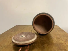 Whaler Made Bone and Ebonized Wood Round Lidded Box