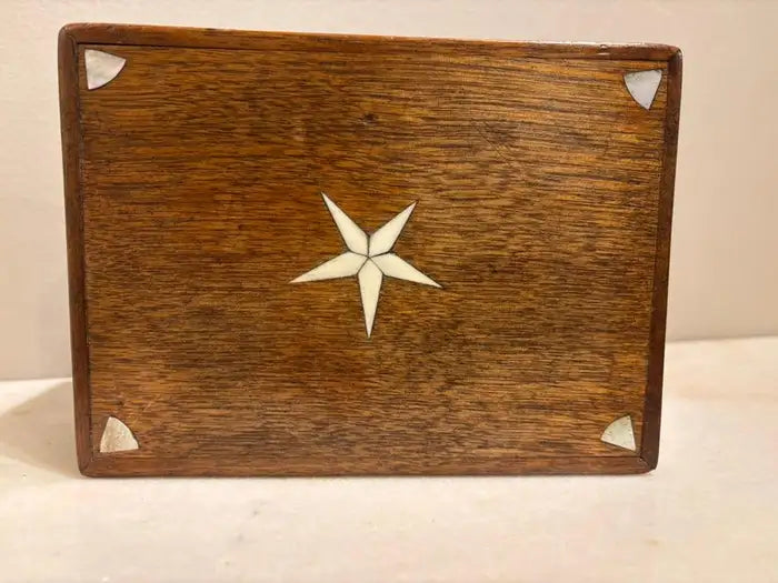 19th Century Walnut Box With Bone and Mother-of-Pearl Inlay